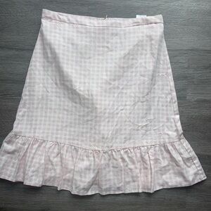 Draper James RSVP Pink Plaid MIDI Skirt Size 8 Linen Blend Lined.